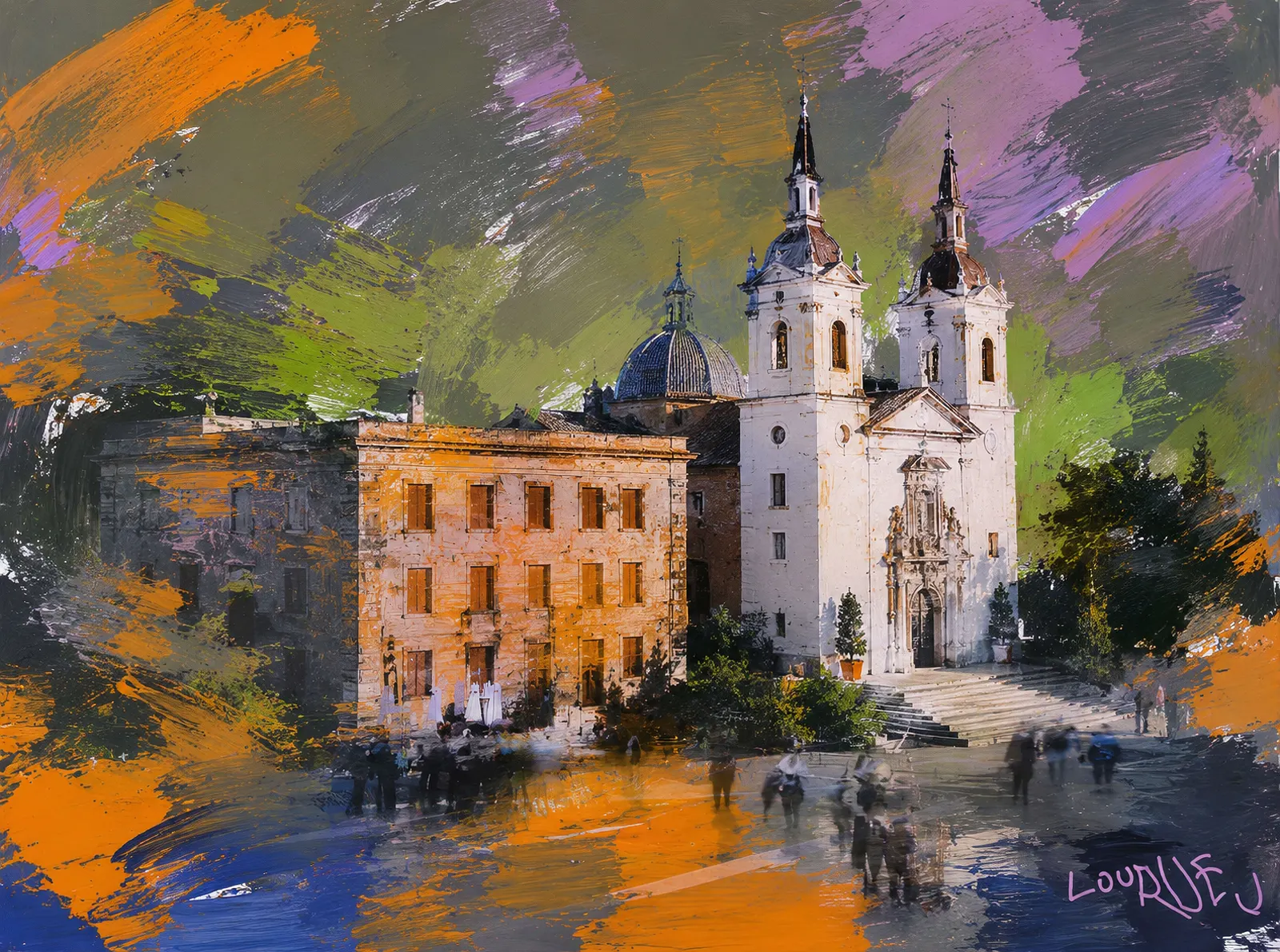 Cuadro de El Monasterio de la Fuensanta, con la firma de Lourdes