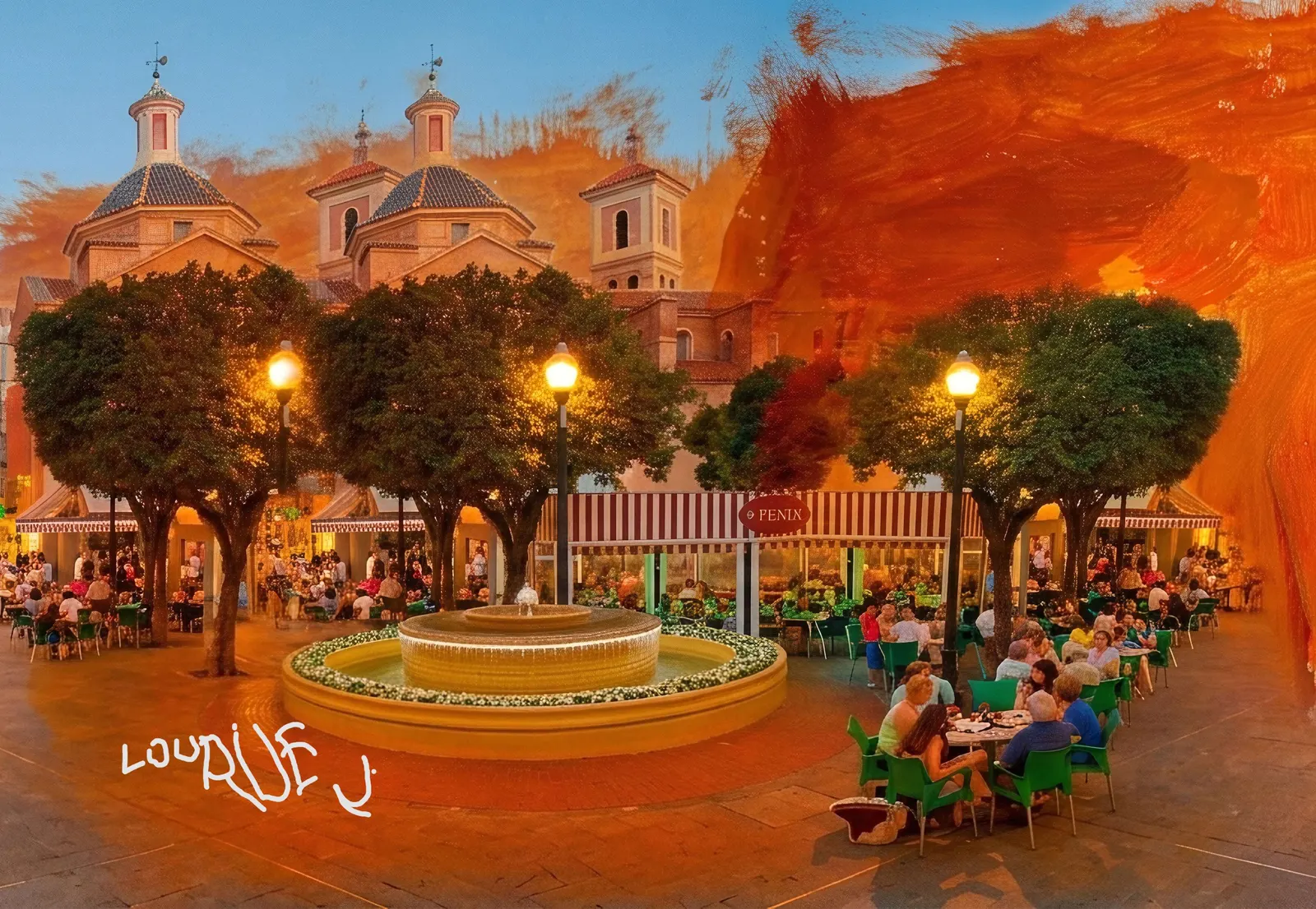 Cuadro de La Plaza, con la firma de Lourdes